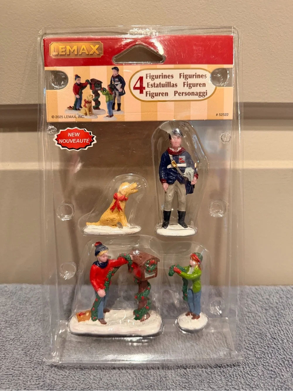 Lemax Holiday Village Figurine Set - Red, Blue, Green, Yellow Accents